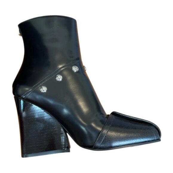 New in Box Louis Vuitton Black Patti Studded Leather Wedge Ankle Boots 39 - Picture 6 of 8